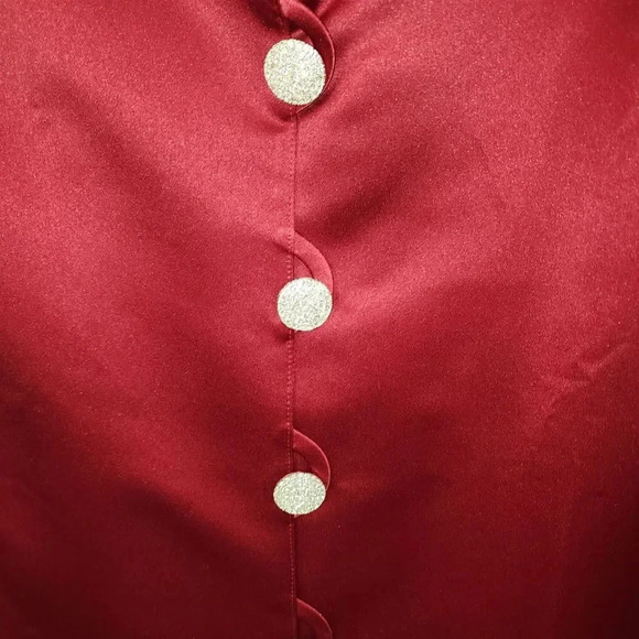 Caroline Rose Women Red Satin Collared Statement Button Blazer Jacket Size Large - Picture 5 of 10